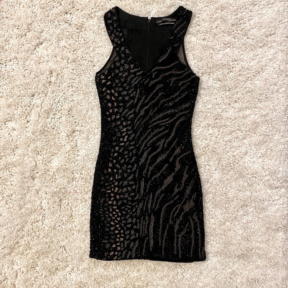 AllSaints Hand Embellished Beaded Dress